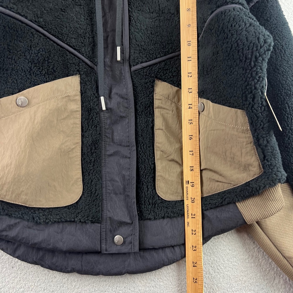 New FP Movement Hit The Slopes Moto Jacket Black Combo Sherpa Fleece Hooded XS - Picture 6 of 13